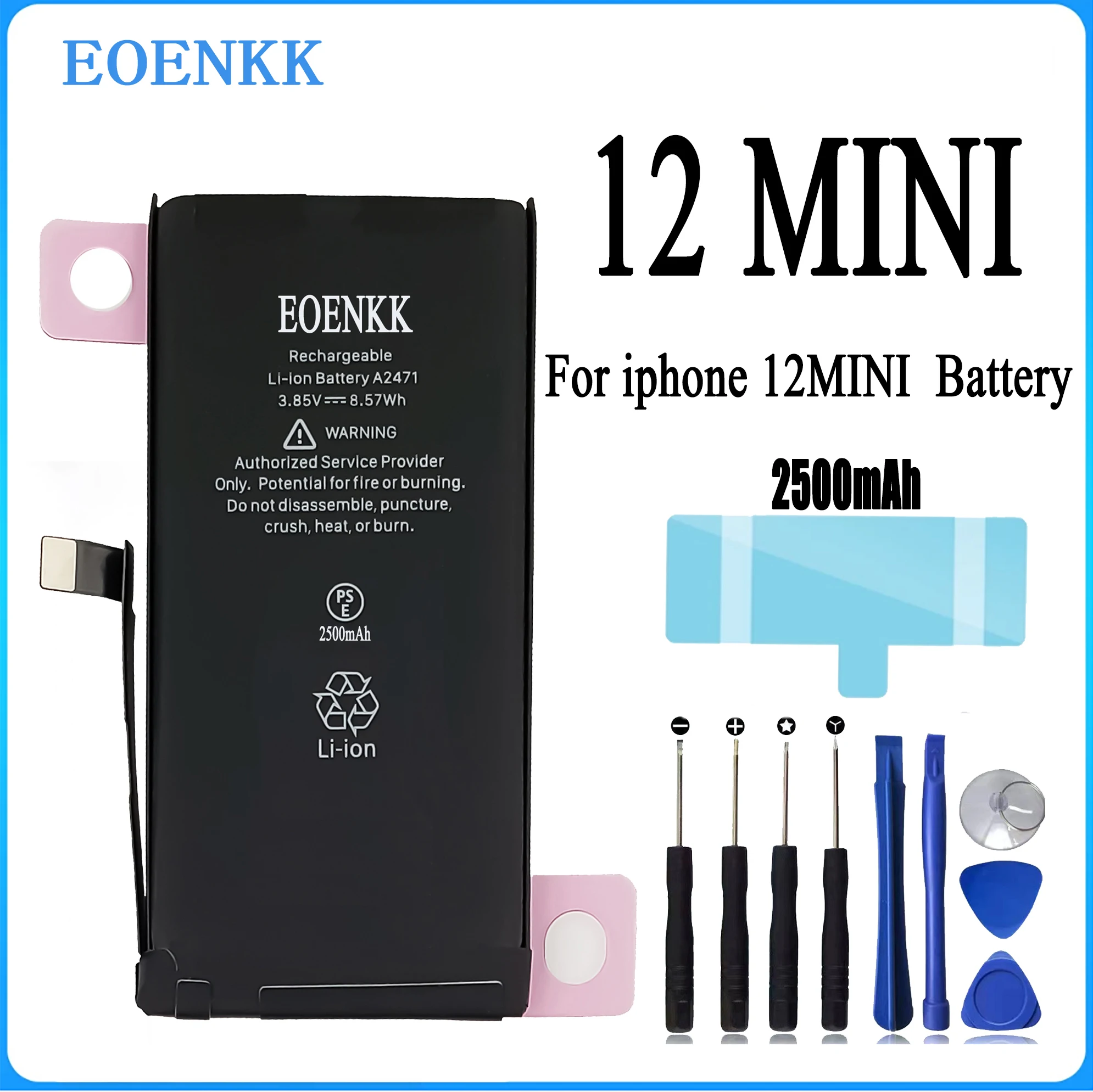 EOENKK 2500MAH Battery For iPhone 12mini IP12mini For Apple iPhone12mini High Capacity Bateria Repair Part Mobile Phone