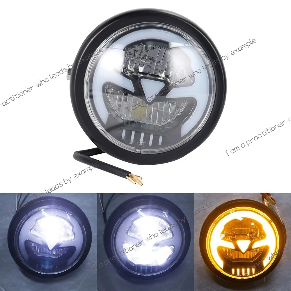 For Harley Motorcycle Headlight Vintage Lights Universal Vintage Motorcycle LED Daytime Aperture Headlight Headlight
