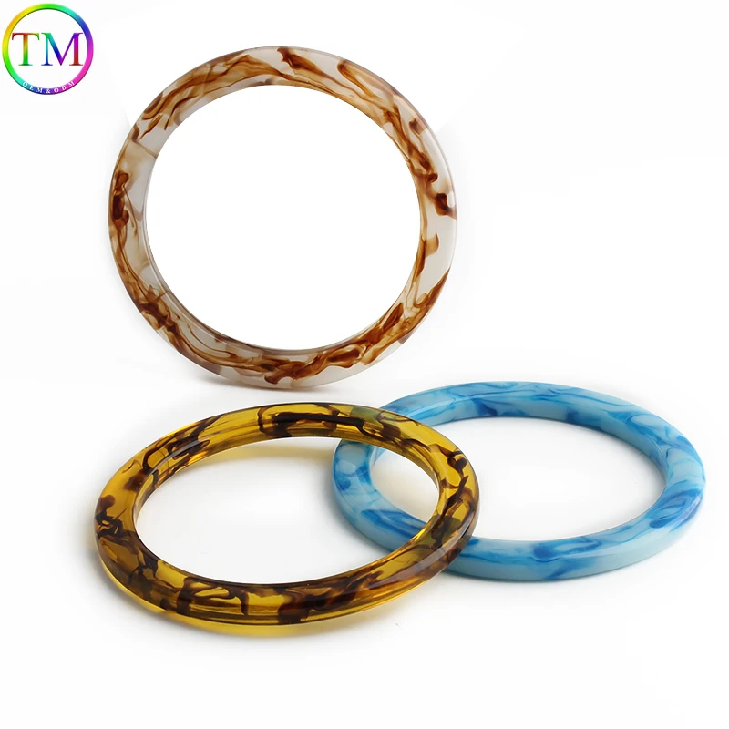 Chromatic Round Resin Bag Handle Plastic Bag Handle Colored Purse Frames Acrylic Kiss Clasp Handbag Sewing Brackets Handles