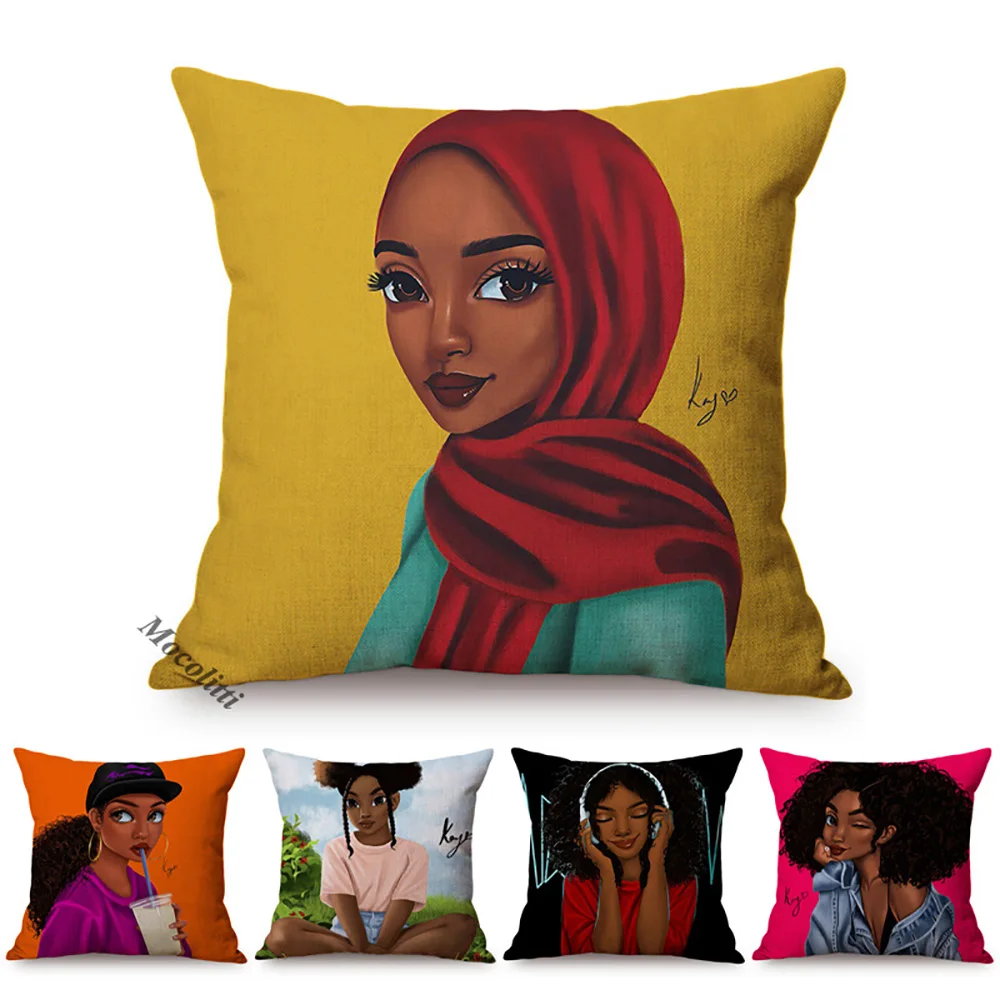 Africa Fashion Black Girl POP Art Posters Style Decorative Cushion Cover Funky Sexy Woman Life Portrait Sofa Throw Pillow Case