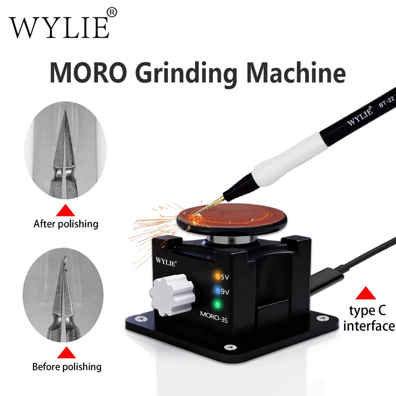 

WYLIE MORO-35 Grinding Machine 5V-9V with Type-C Interface for Tweezers Blades Sharpening and Polishing Metal Wood Plastic Tool