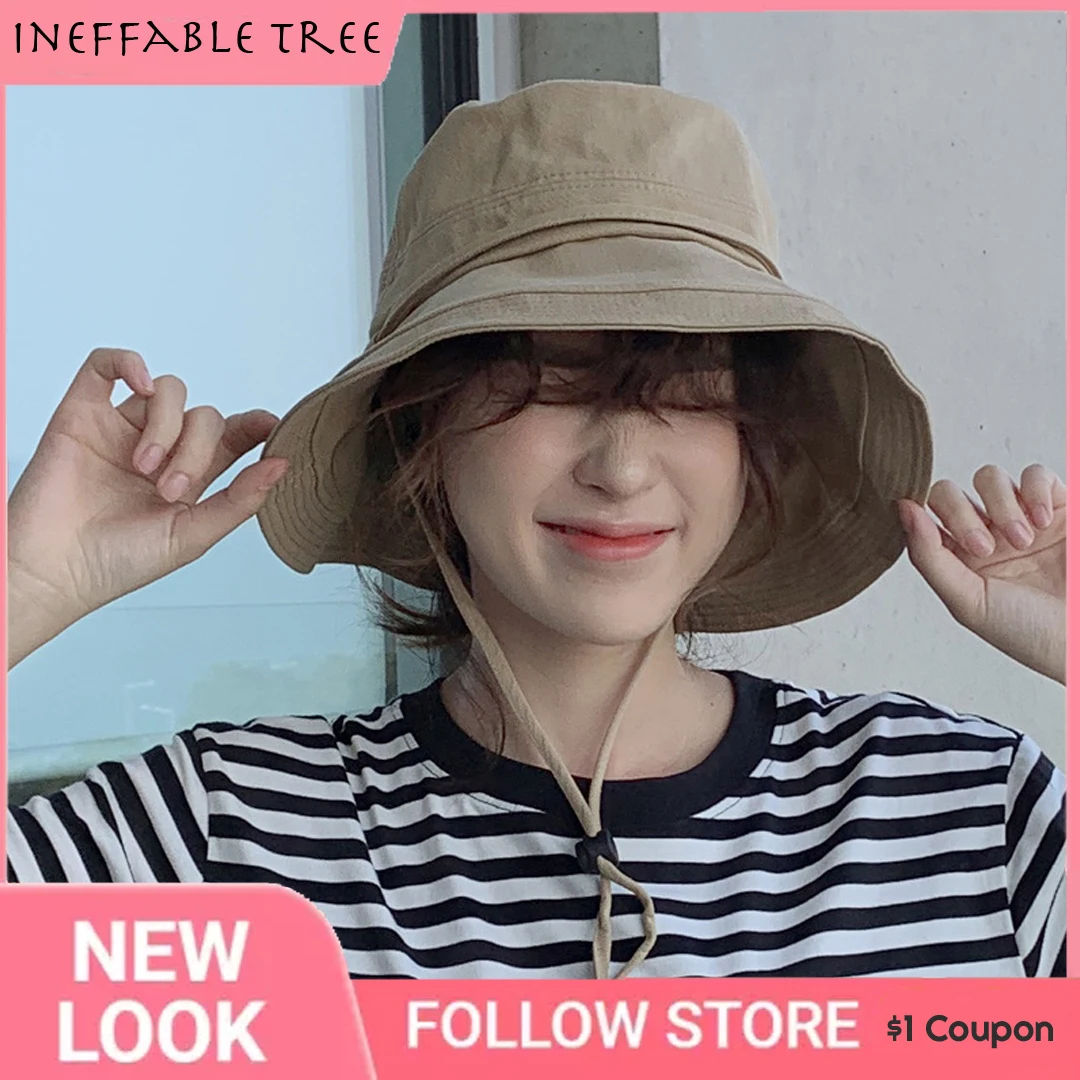 

63 Styles Opts Summer Foldable Panama Bucket Hat Solid Color Cotton Large-edge Beach Hats Some With Windproof RopeTravel Gorros