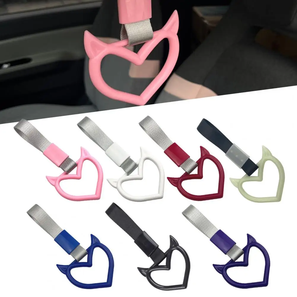 Devil Heart Hand Ring Car Rear Bumper Warning Ring Universal Train Bus Auto Heart-Shaped Handle Strap Decoration Car Accessories