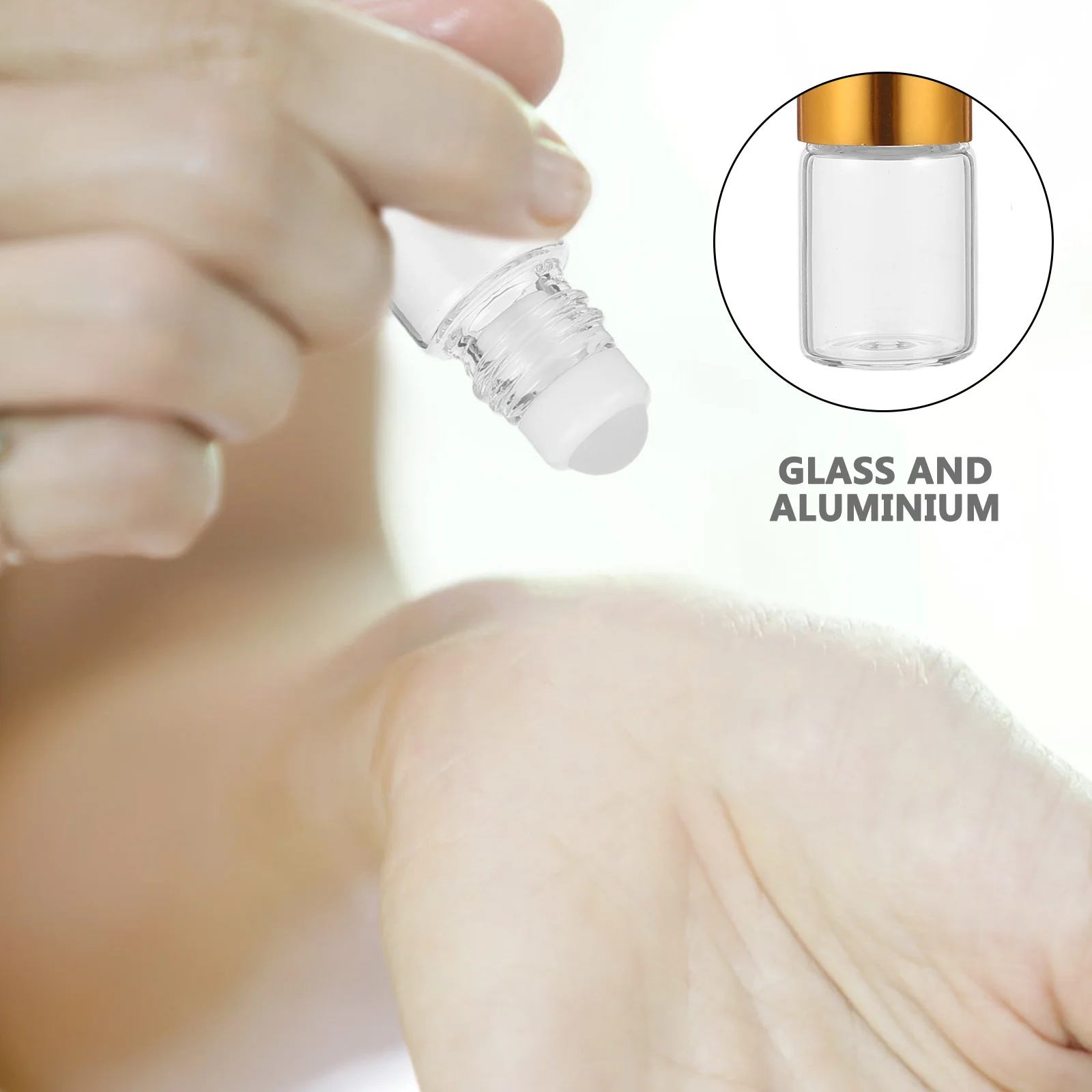 12 個の透明なガラスエッセンシャルオイルローラーボトル 2 ミリリットルトラベルサイズ空の詰め替え可能な香水容器ゴールドキャップロールオンフレグランス