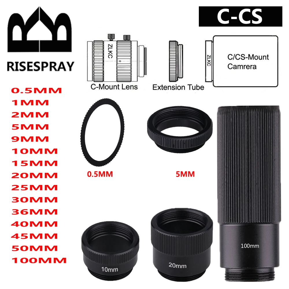 C-CS Mount CCTV Lens Adapter Ring Extension Tube 40mm 50mm 30mm 20mm 10mm 5mm 1mm 2 C to CS Suit for CCTV Security Camera Photo