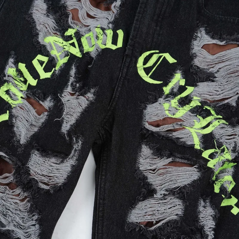 الرجال إلكتروني الطباعة العمل خارج الجينز ، واسعة الساق ، مستقيم الساق ، عادية ، تنوعا الدنيم السراويل ، فضفاضة تناسب السراويل ، للجنسين ، Y2K ، ملابس الشارع