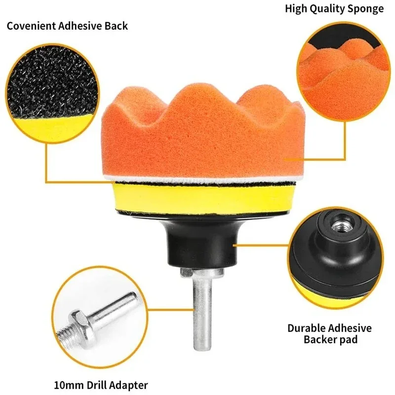 Car Polishing Sponge Pads Kit Foam Pad Buffer Kit Polishing Machine Wax Pads for Auto Motorcycle Motor Vehicle Remove Scratches