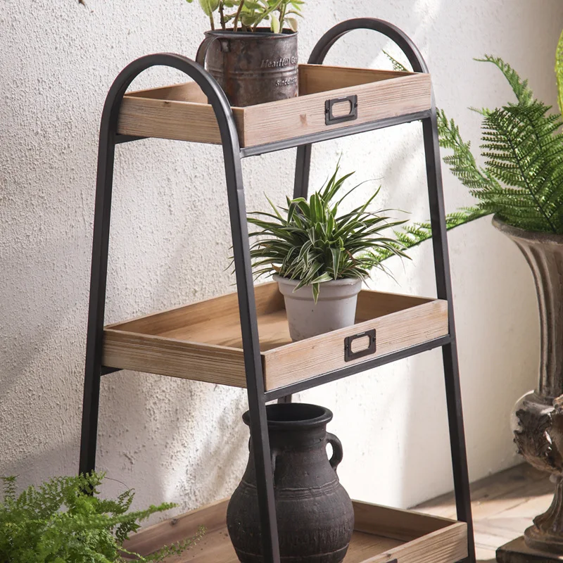 北欧本棚棚無垢材床から天井までの本棚シンプルな家庭用シンプルな壁バルコニー多肉植物フラワースタンド