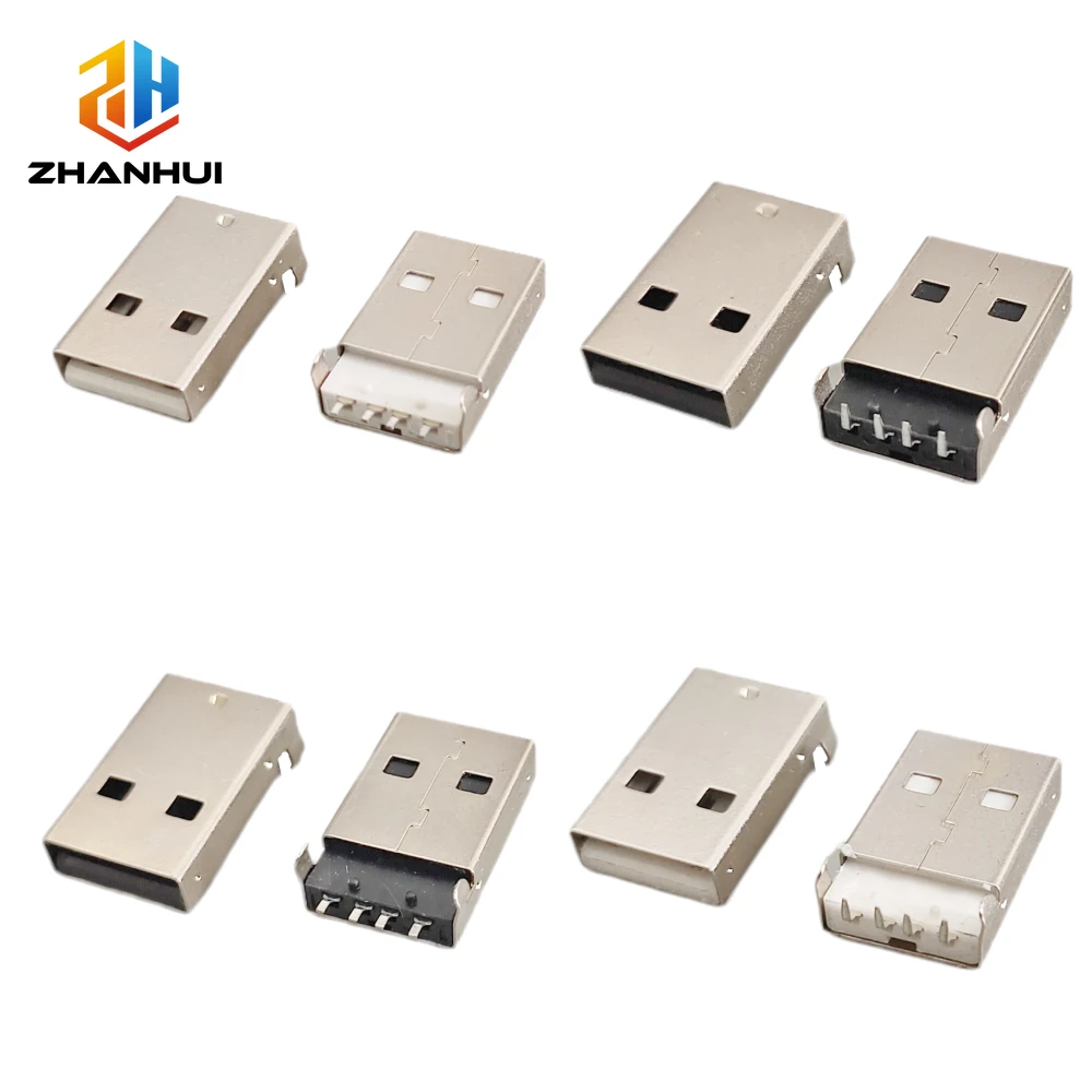 5/10Pcs USB 2.0 Type A Male Connector 4-Pin SMT/SMD/DIP Panel Mount Plug Jack for DIY Electronics Projects