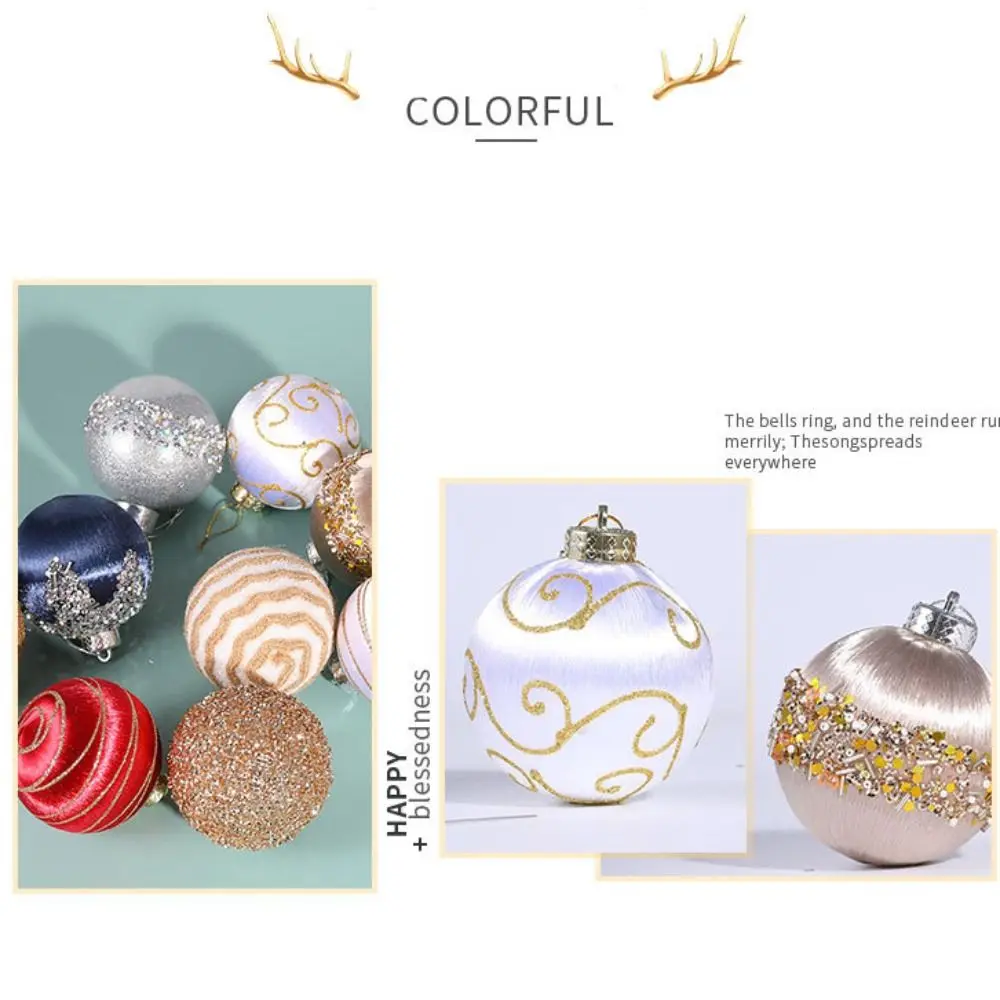 9 pçs 8cm conjunto de bola de natal pintado grande árvore de natal decoração pingente criativo delicado pendurado ornamento layout de fundo