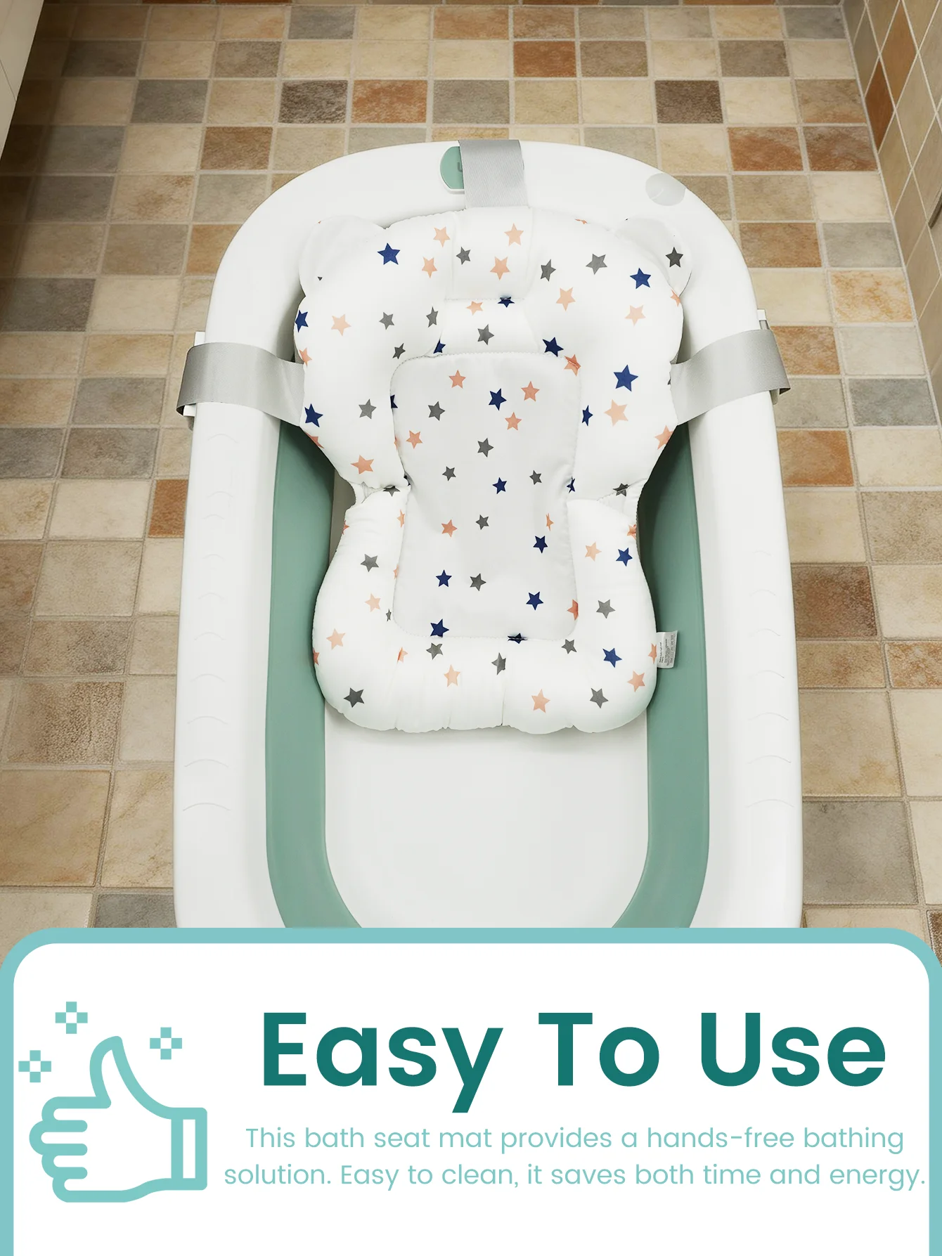 Baby Bath Support Seat Star Pattern Print 3D Breathable Mesh Soft Padded Pillow Non-Slip Infant Newborn Bath view 2