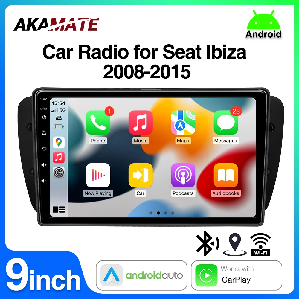 9inch Car Radio for Seat Ibiza 2008-2015 Car Auto Stereo Multimedia Player Wireless CarPlay Android Auto GPS Bluetooth WIFI FM