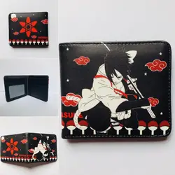 Anime Naruto Uchiha Itachi Akatsuki Cartoon Short Wallet Pu Leather Two Fold Wallet Protective Cover Capacity Storage Card Bag