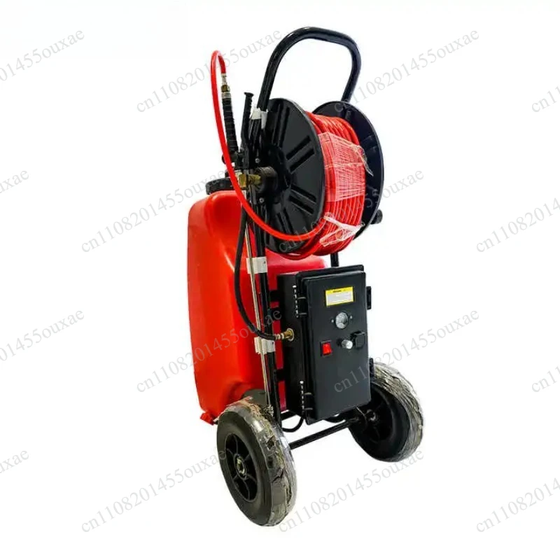 Agricultural Hand Push Battery Sprayer High Pressure Portable Electric Watering Spray Pump with Wheels for Farm Garden
