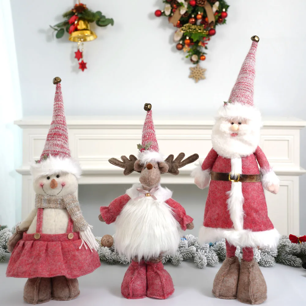 28inch New liftable Christmas Stractable Pink Santa Snowman Elk Doll Christmas doll gifts Christmas ornaments