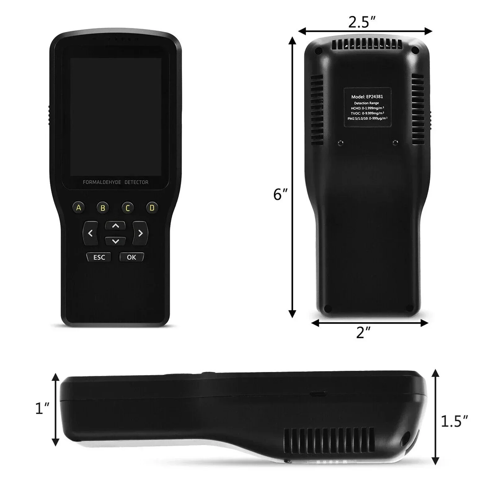 

Air Quality Detector Accurate Test Formaldehyde HCHO TVOC PM1/10 Indoor Air Pollution Meter Micro Dust Tester