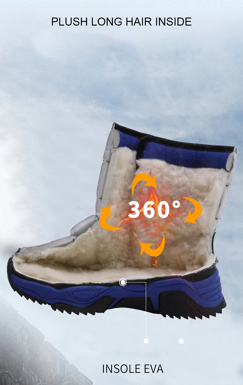 Kinder-Schneestiefel Winter High-Top Kinderschuhe mit Klettverschluss Baumwollschuhe für Schüler Outdoor Bequeme Rutschfeste Stiefel mit Dicker Sohle – Detail 6