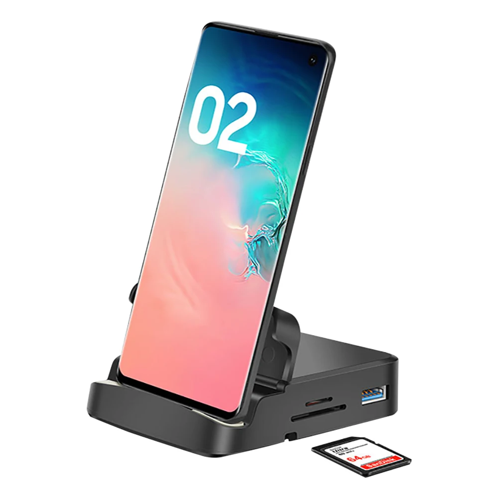 8 في 1 نوع C HUB محطة إرساء حامل هاتف ديكس الوسادة محطة USB C إلى HDMI متوافق حوض مهايئ شاحن الطاقة لسامسونج