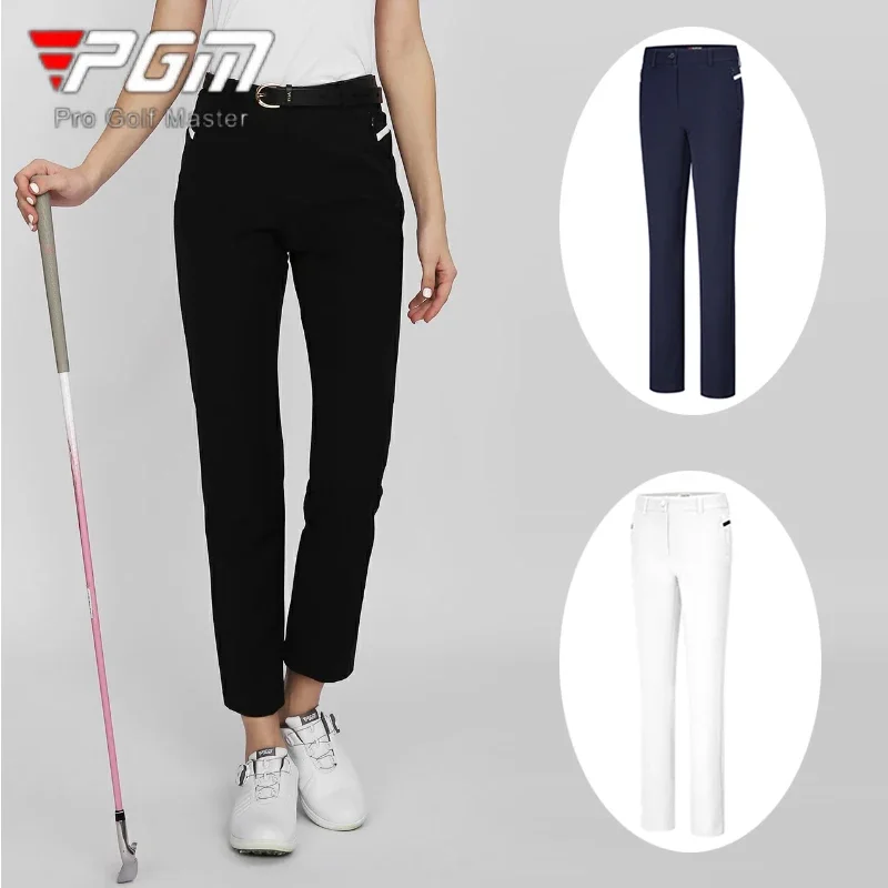 PGM Women Golf Pants Ladies Breathable Slim Straight Trousers Women Elastic Ankle Length Pants High Waisted Golf Sweatpants