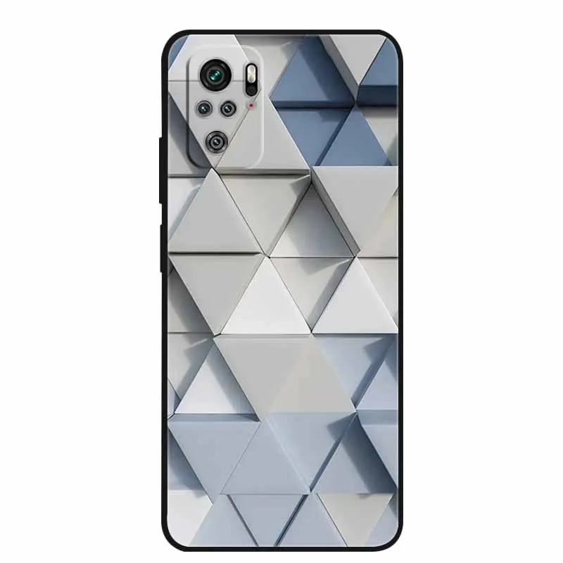 Per Xiaomi Redmi Note 10 4G Custodia nera TPU Paraurti Fiore stampato Cover morbida per Redmi Note10 5G 10T Note 10 Pro 10S Custodie per telefoni