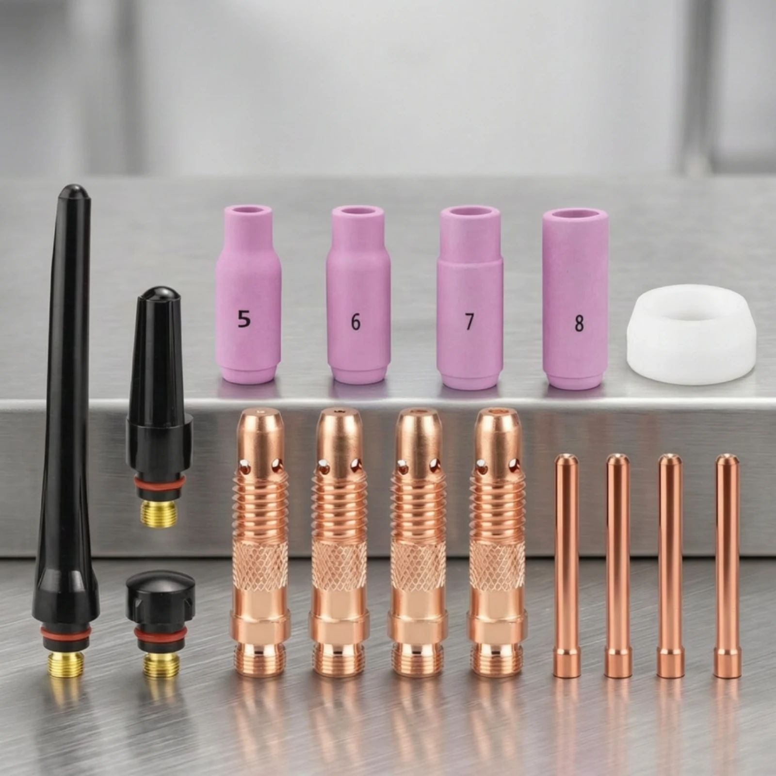 TIG Torch Kit with Ceramic Cups Complete Torch Parts Kit with Gasket for WP 17 WP 18 WP 26 Workshop Use