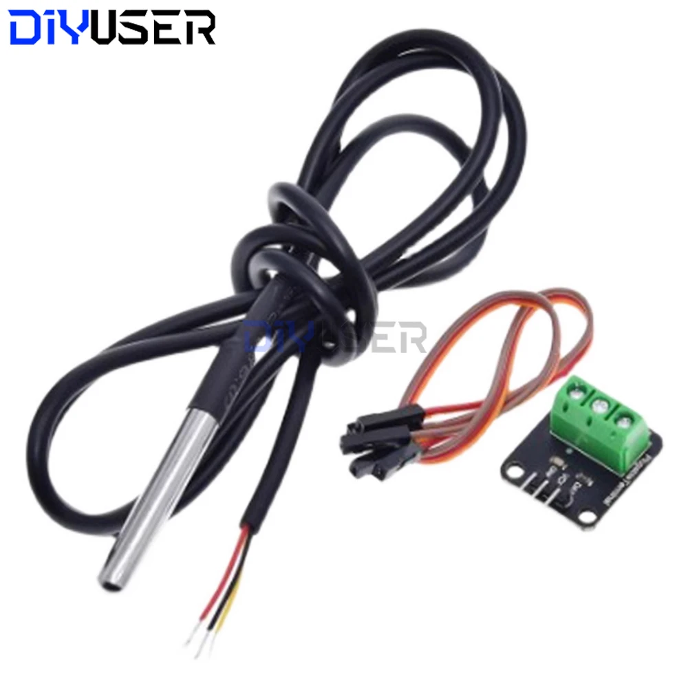 DS18B20 Temperature Sensor Waterproof Probe 100cm Cable for Arduino, -55°C to +125°C, Stainless Steel
