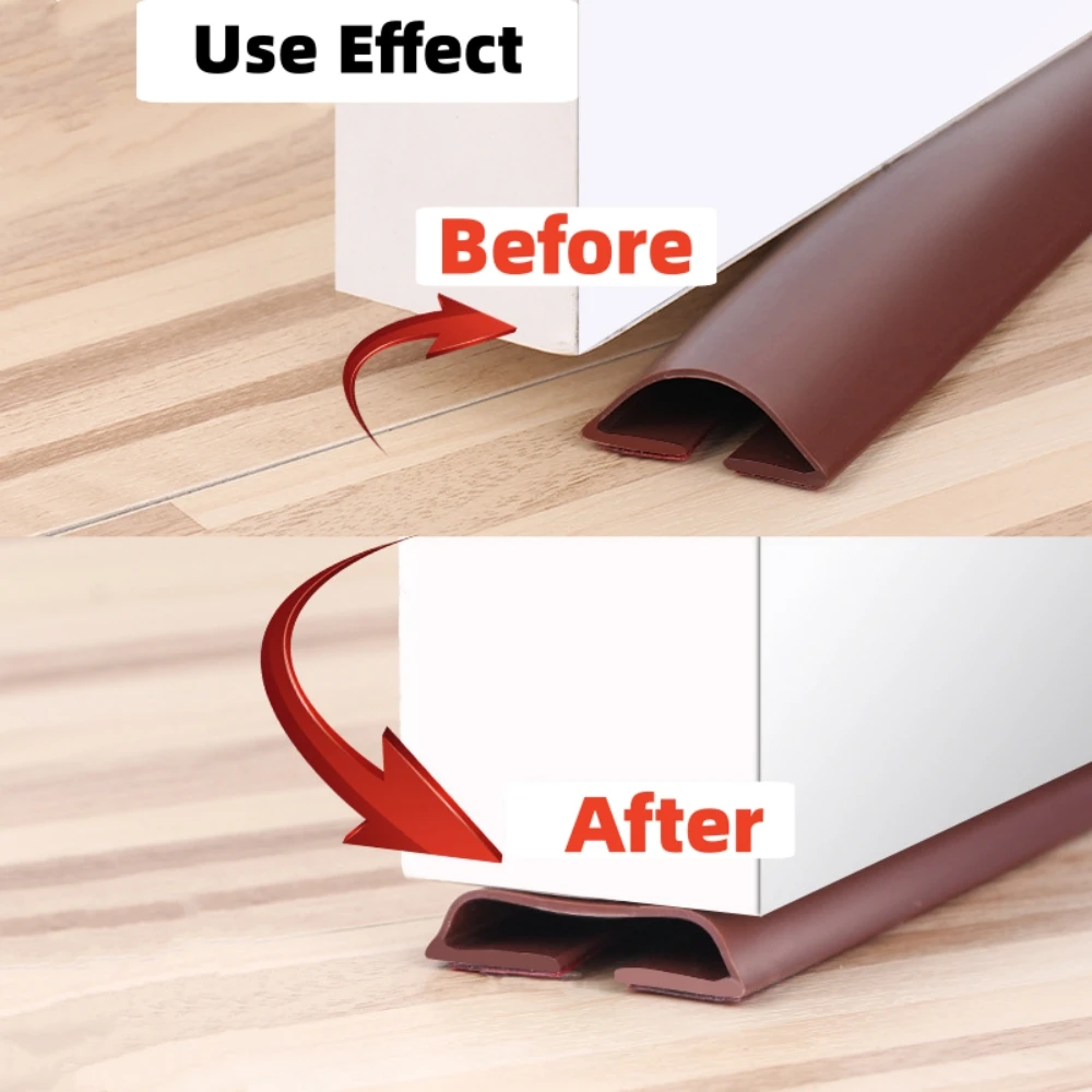 1Pcs Silicone Door Sealing Strip Self-adhesive Under Door gap Protector Wind Prevention Noise Reduction Household Accessories