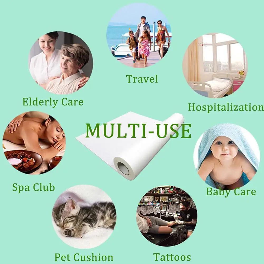 

50pcs Disposable Spa Massage Mattress Sheets Replaceable Salon Massage Bed Sheets Non-Woven Headrest Paper Roll Table Cover
