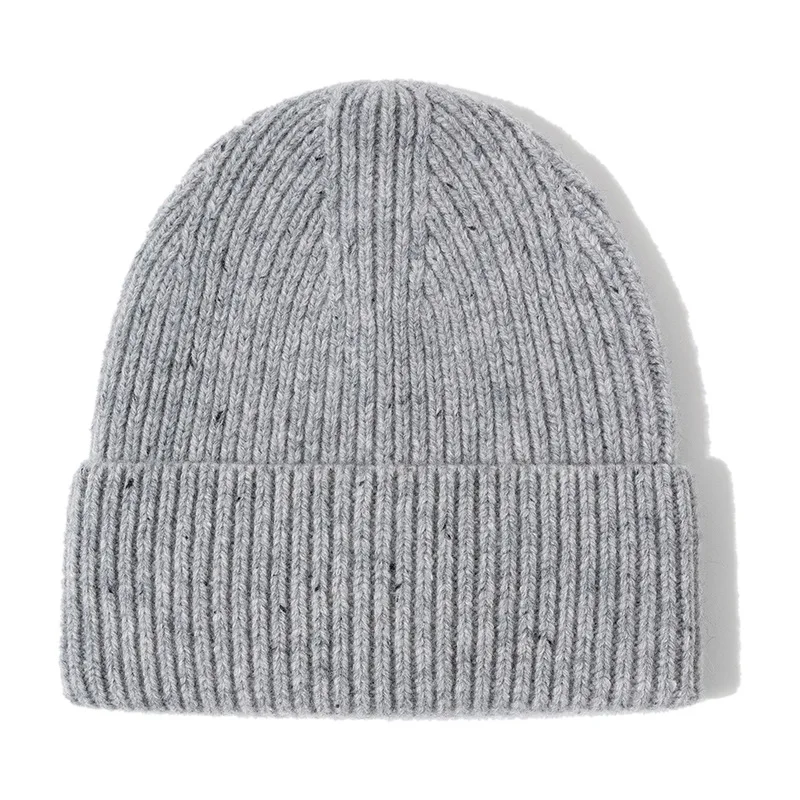 Dotted Heather Wool Beanie Unisex Winter Knitted Hats for Women Bonnet