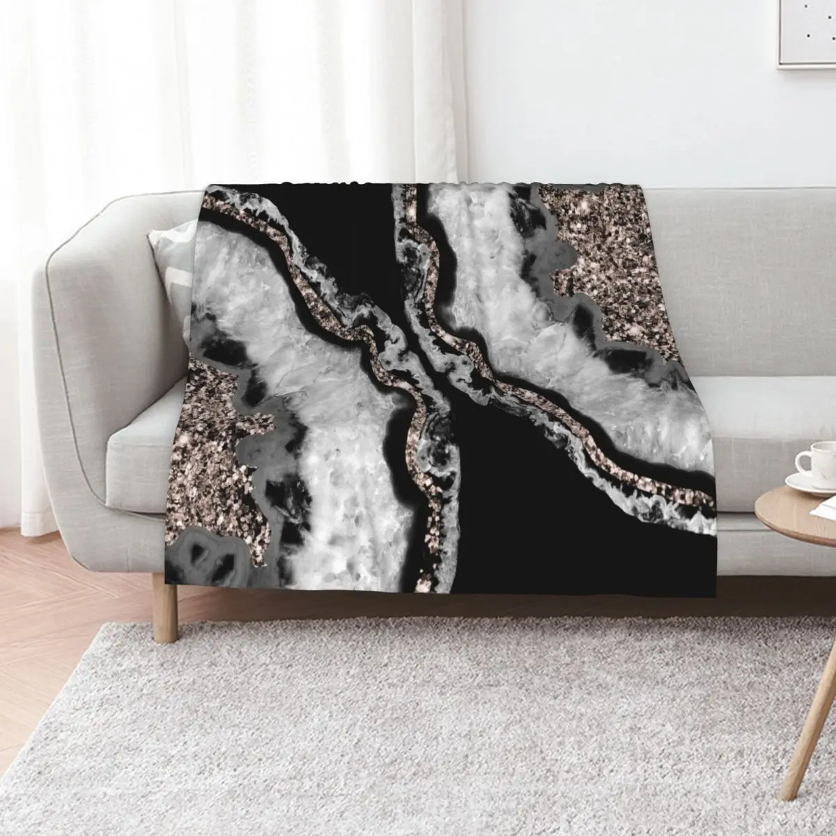Yin Yang Agate Glitter Glam #5 (Faux Glitter) #gem #decor #art Throw Blanket warm for winter Designers Loose Hair Blankets