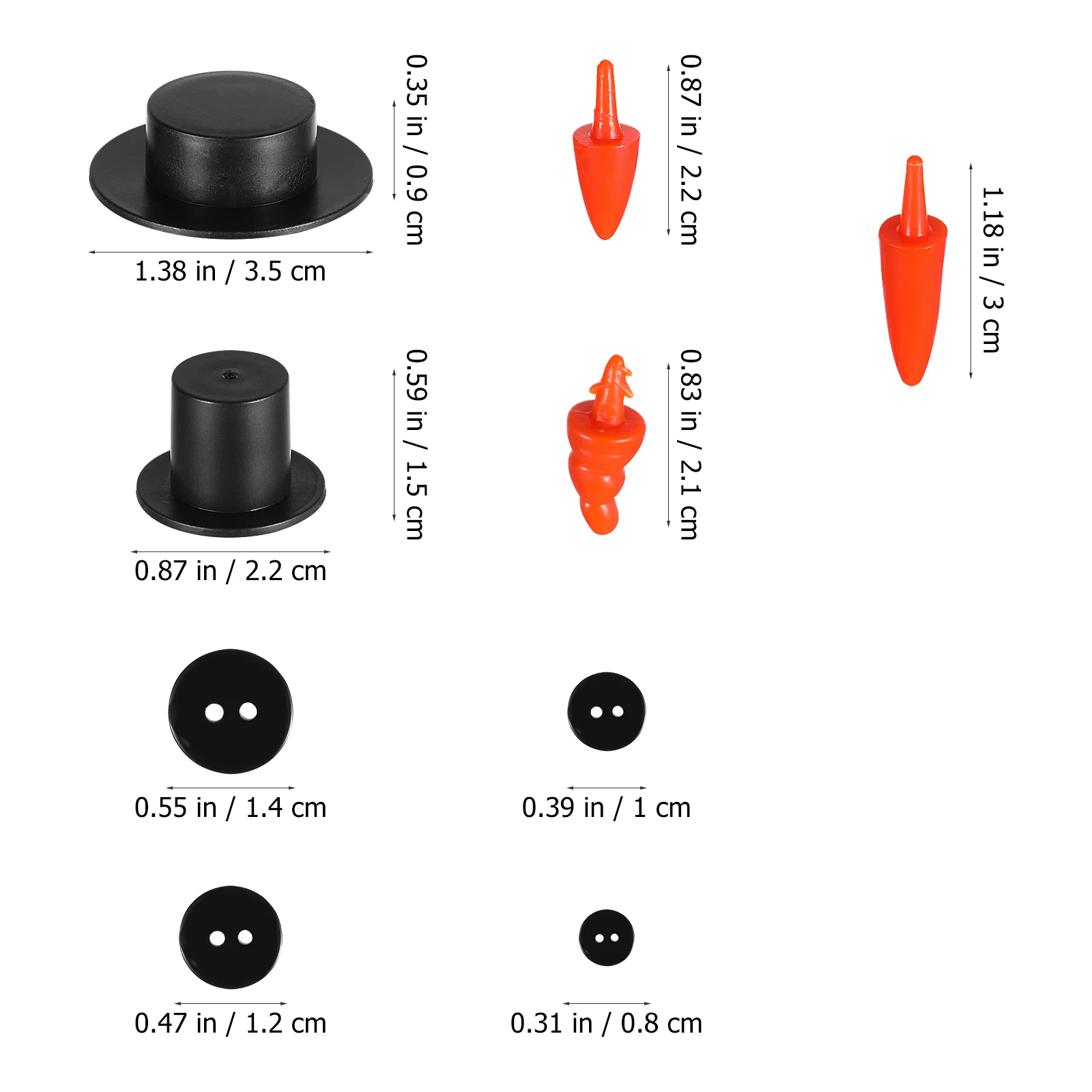 

320Pcs Snowman DIY Accessories Kit Mini Black Hats Snowman Nose Buttons Christmas Decoration Craft Materials for Kids