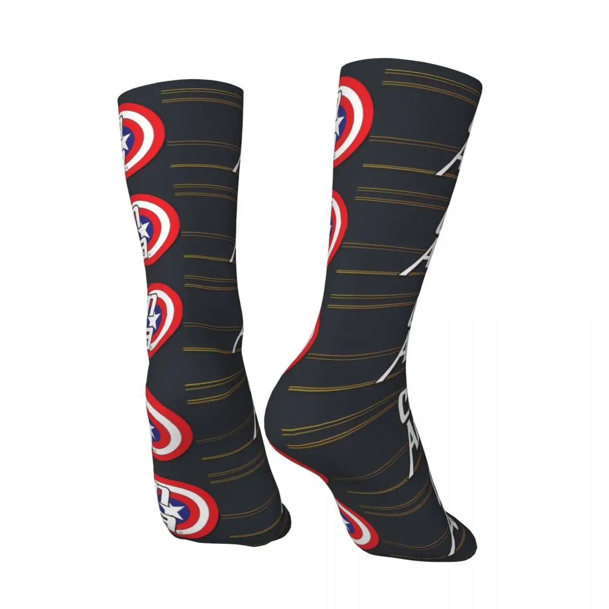 Crazy compression Captain Sock for Men Harajuku Disney Captain America Film Seamless Pattern Crew Sock Casual