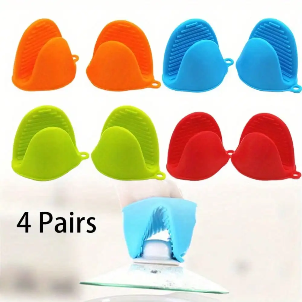 

4 пары силиконовых термостойких кухонных мини-варежек для духовки, кухонные перчатки для приготовления пищи и выпечки