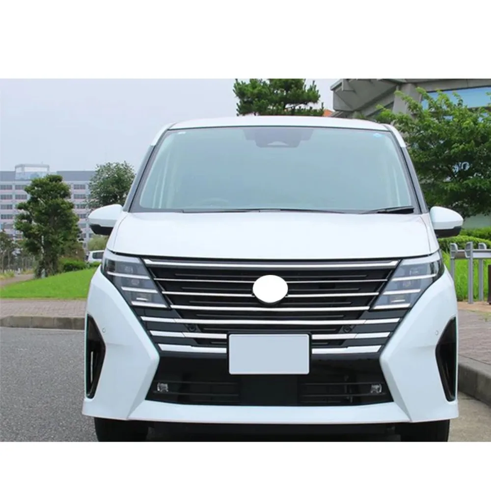 

Car Accessories For Nissan Serena 2023-2026 C28 Chrome Blue Front Bumper Grill Forming Strip Cover Trim