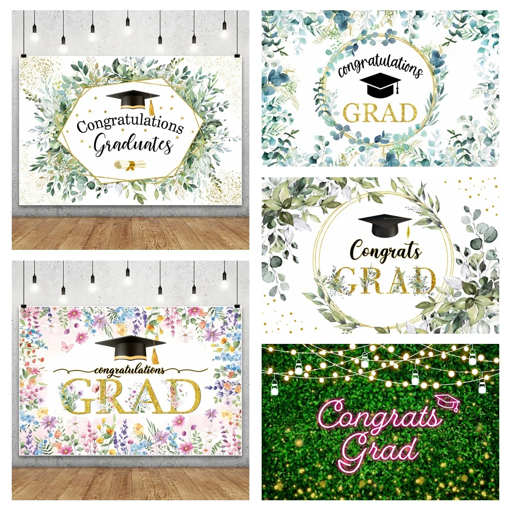 

Greenery Graduation Backdrop Class of 2025 Graduate Party Green Leaves Congrats Grad Graduation Party Photography Backgrounds
