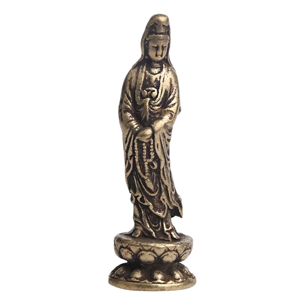 Brass Religious Buddha Adornment Exquisite Desktop Decor High Quality Material Compact Size Stable Flat Bottom Design