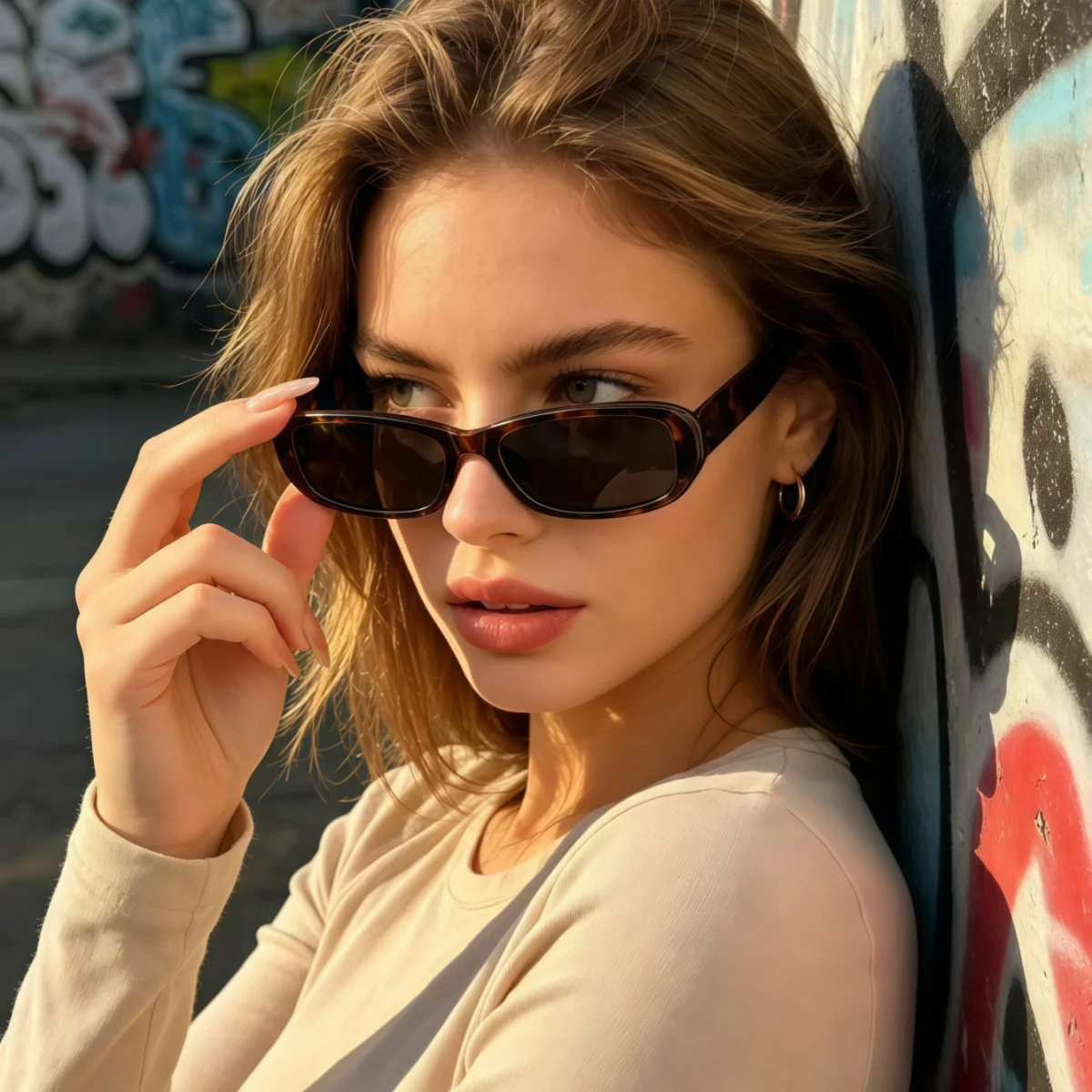 1 Stück europäische Cat-Eye-Sonnenbrille für Herren und Damen, modische Sonnenbrille für den Sommer, Sonnenschutz, UV-Schutz, leichtes Glas
