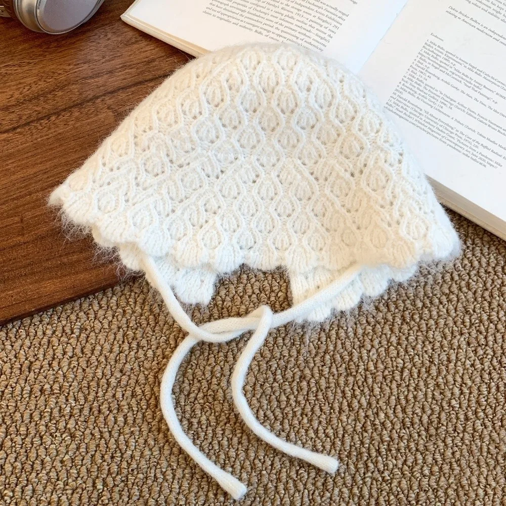 

Fashion Maillard Knitted Bucket Hat Soft Windproof Winter Warm Hat Cold Proof Solid Color Pullover Caps for Daily Wear