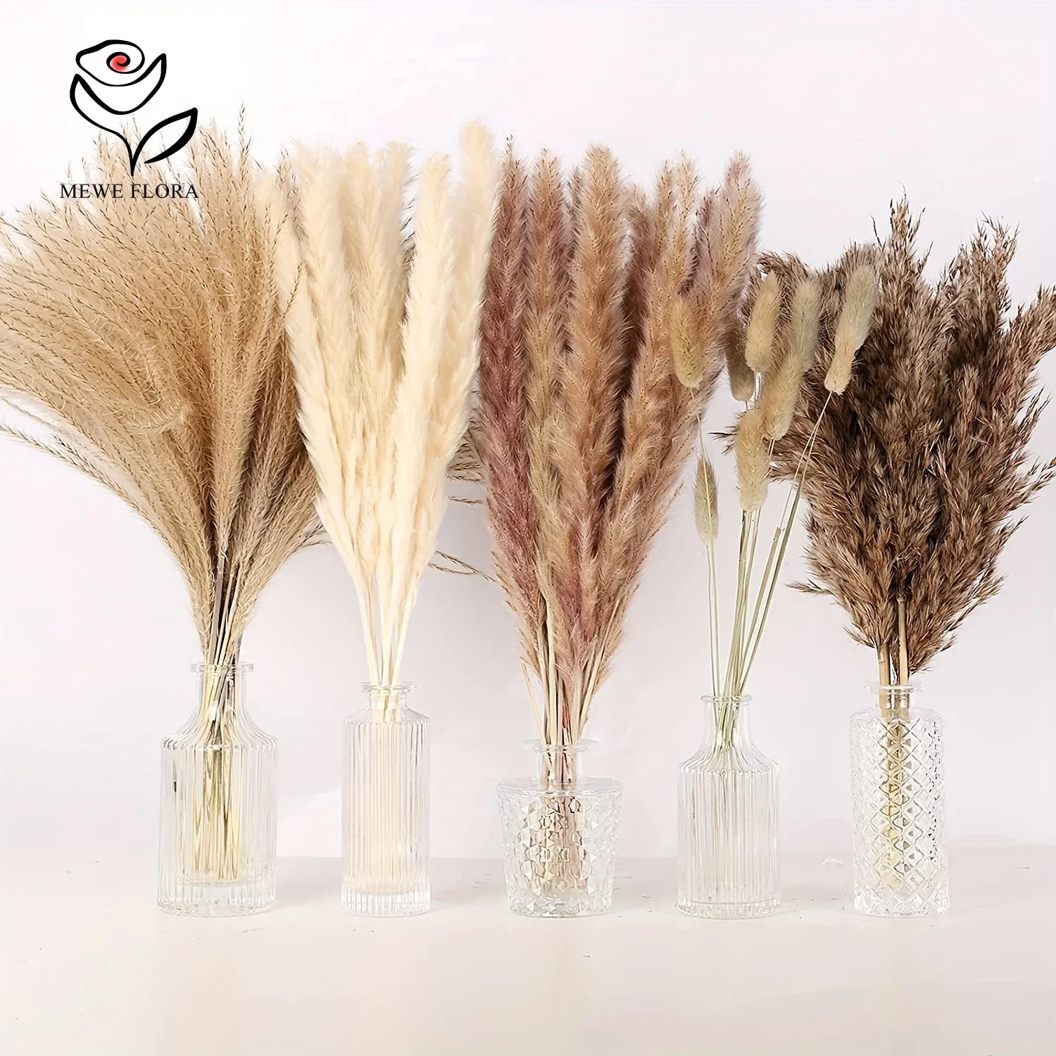 

80Pcs Pampas Grass Natural Preserved Flowers Bouquet Home Wedding Decoration Fluffy Reed Bunny Tail Christmas Decor Accessories