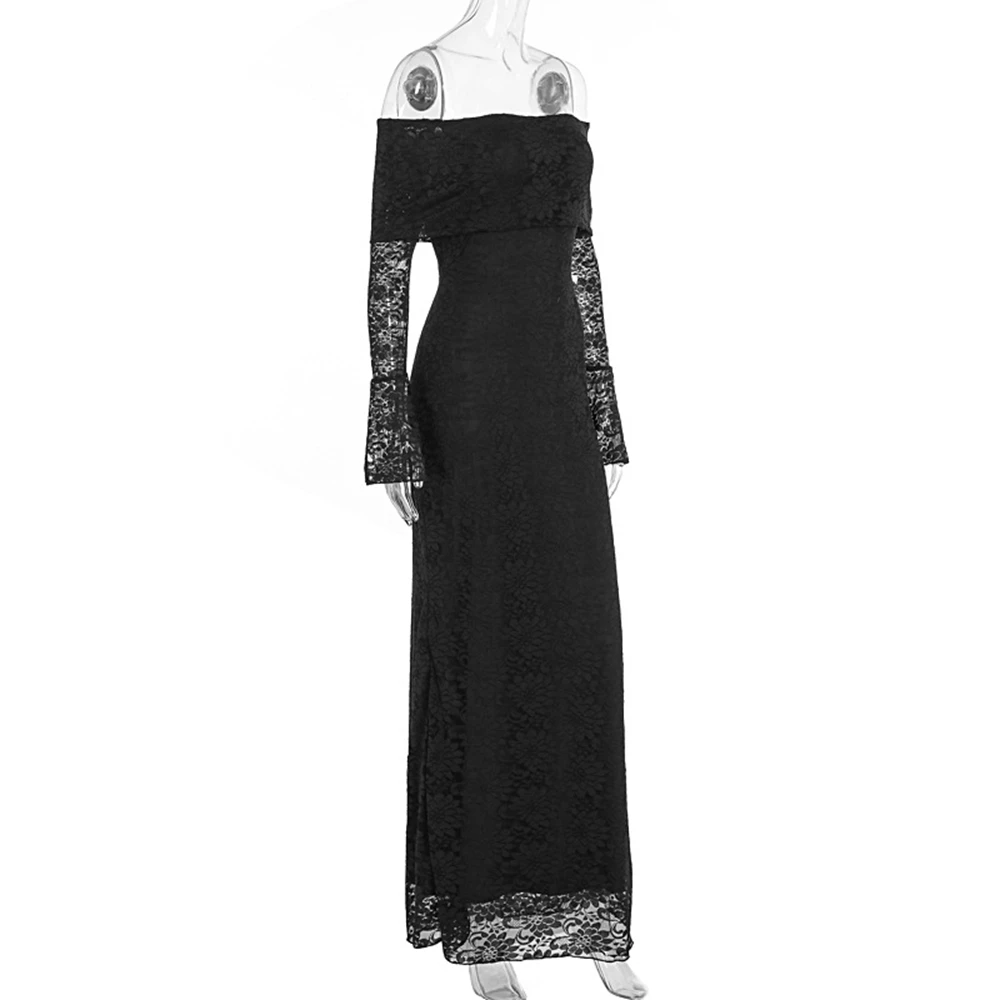 Pregnancy Photography Lace Dress Off Shoulder Long Sleeve Maternity Photoshoot Outfit Elegant Maxi Gown for Pregnant Women Lady view 4