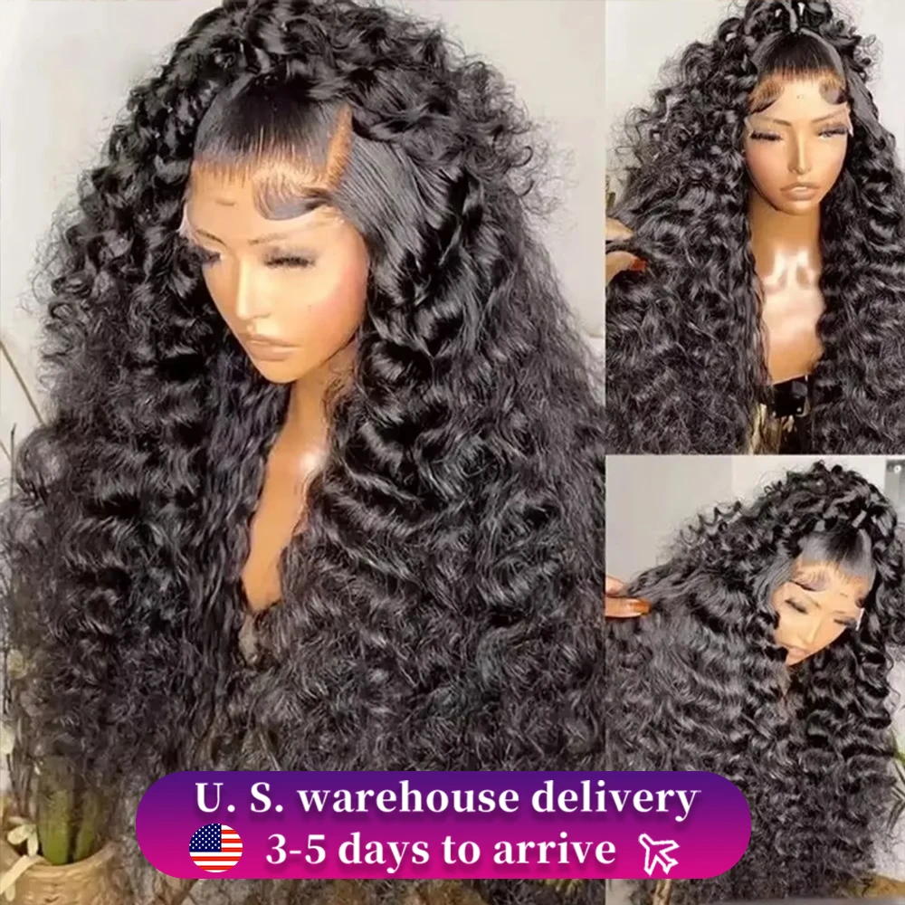 

200 Density Deep Water Wave Lace Front Wig 30 40 44 Inch 13x6 Hd Lace Frontal Wig 13x5 Pre Plucked Kinky Curly Human Hair Wigs