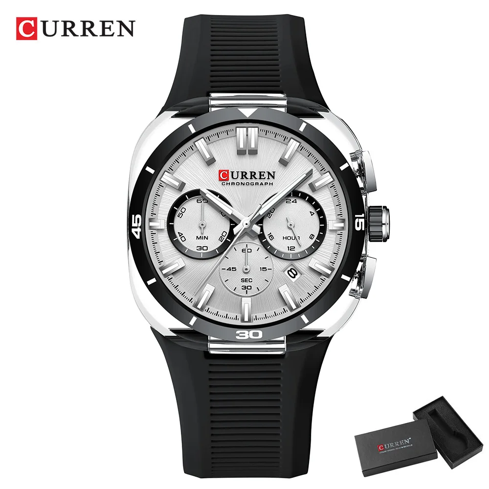 Men's CURREN Chronograph Watch, Light Blue Silicone Strap