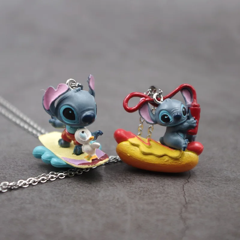 New Disney Anime Cartoon Necklace Lilo & Stitch Modeling PVC Necklace Anime Characters Stitch Kawaii Hip Hop Pendant Kids Gifts