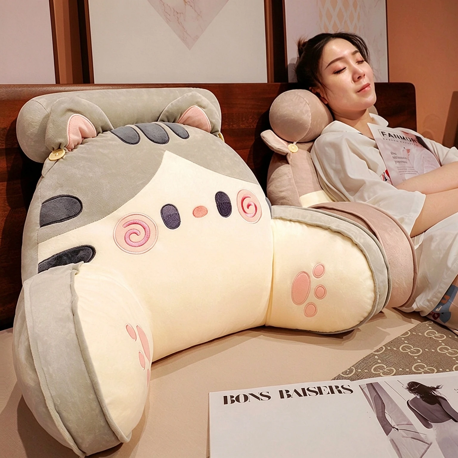Bed Rest Back Cushion with Back Support & Lumbar Support Soft Reading Pillow for Bed,Sofa Removable & Washable Backrest Cushion