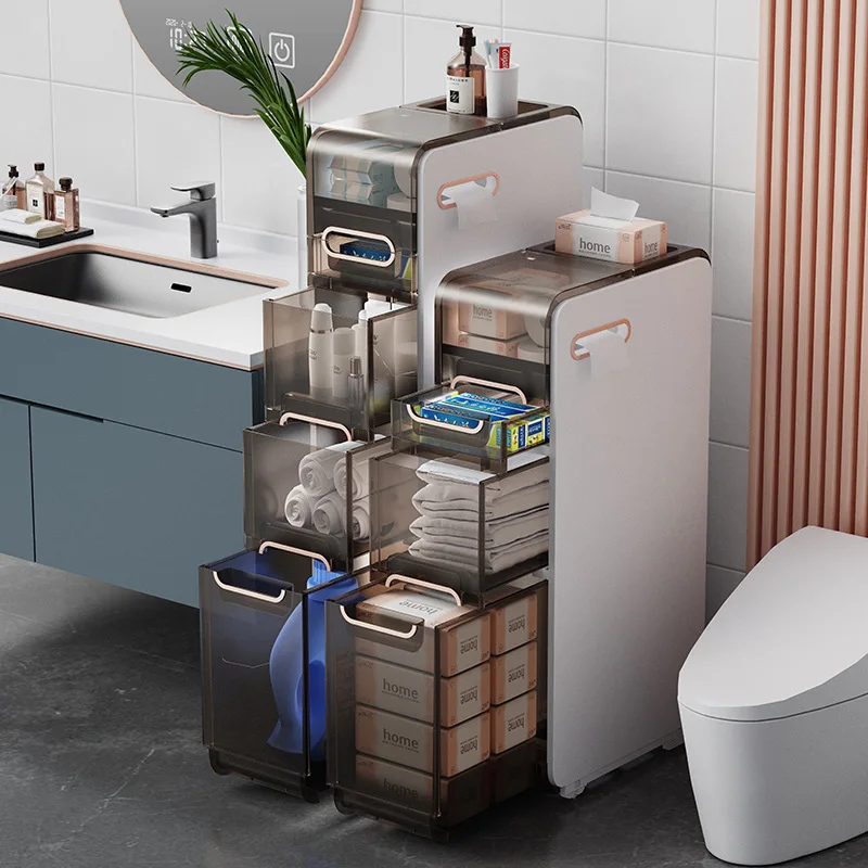 22Cm hollow drawer type crevice storage cabinet bathroom crevice cabinet toilet ultra-narrow kitchen crevice rack
