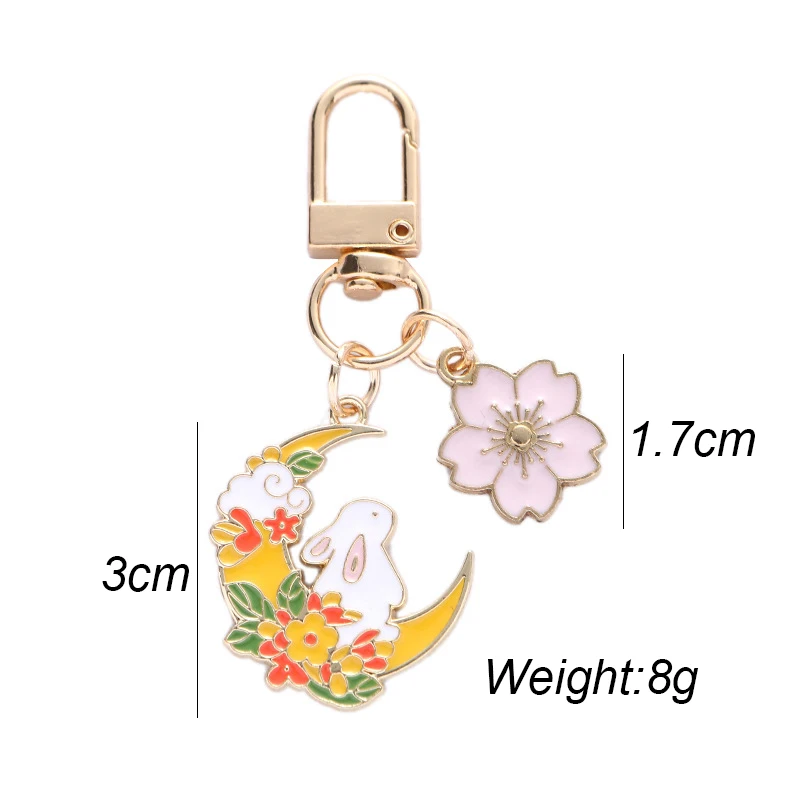 Koreanische Süße Kirschblüte Kaninchen Schlüsselbund für Frauen Kreative Gurtband Perle Schlüssel Kette Handtasche Kopfhörer Fall Anhänger Schmuck – Detail 1