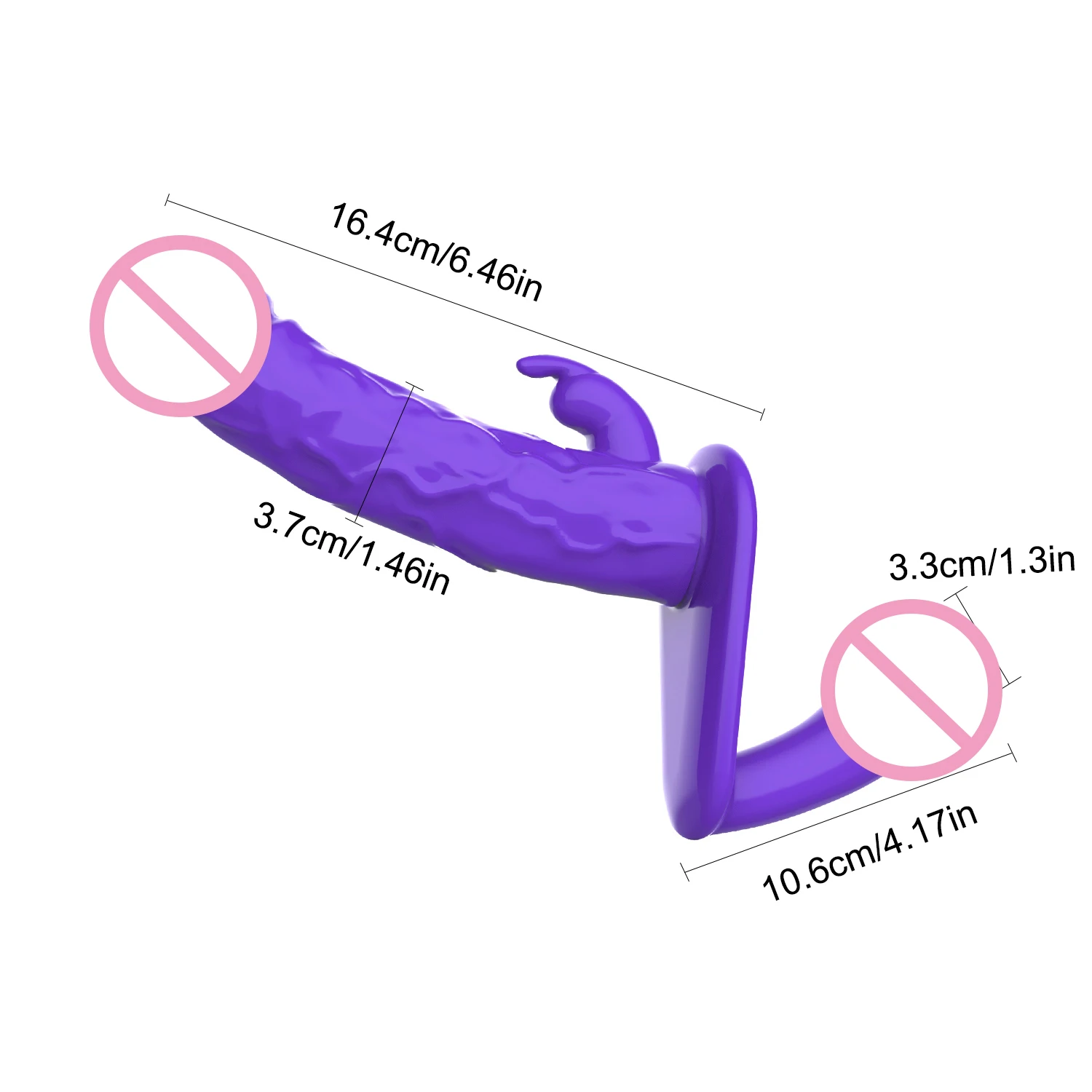 2 in 1 Silicone Double Head Strap on Dildo Rabbit Shape, Detachable Head, Wearable Adult Sex Toy for Men Women view 2