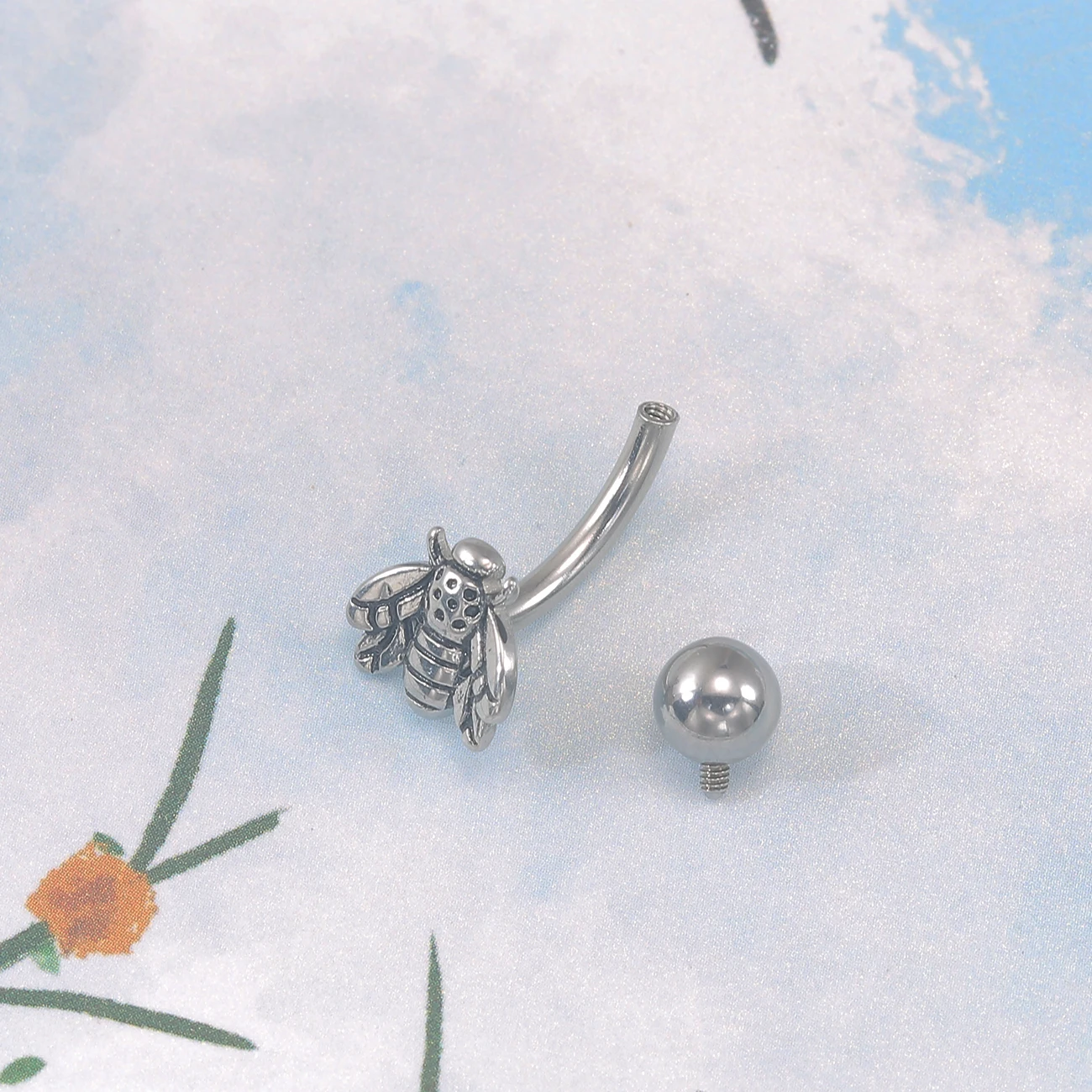 14G النحل البطن زر الدائري الفولاذ المقاوم للصدأ السرة البطن ثقب الجسم مجوهرات