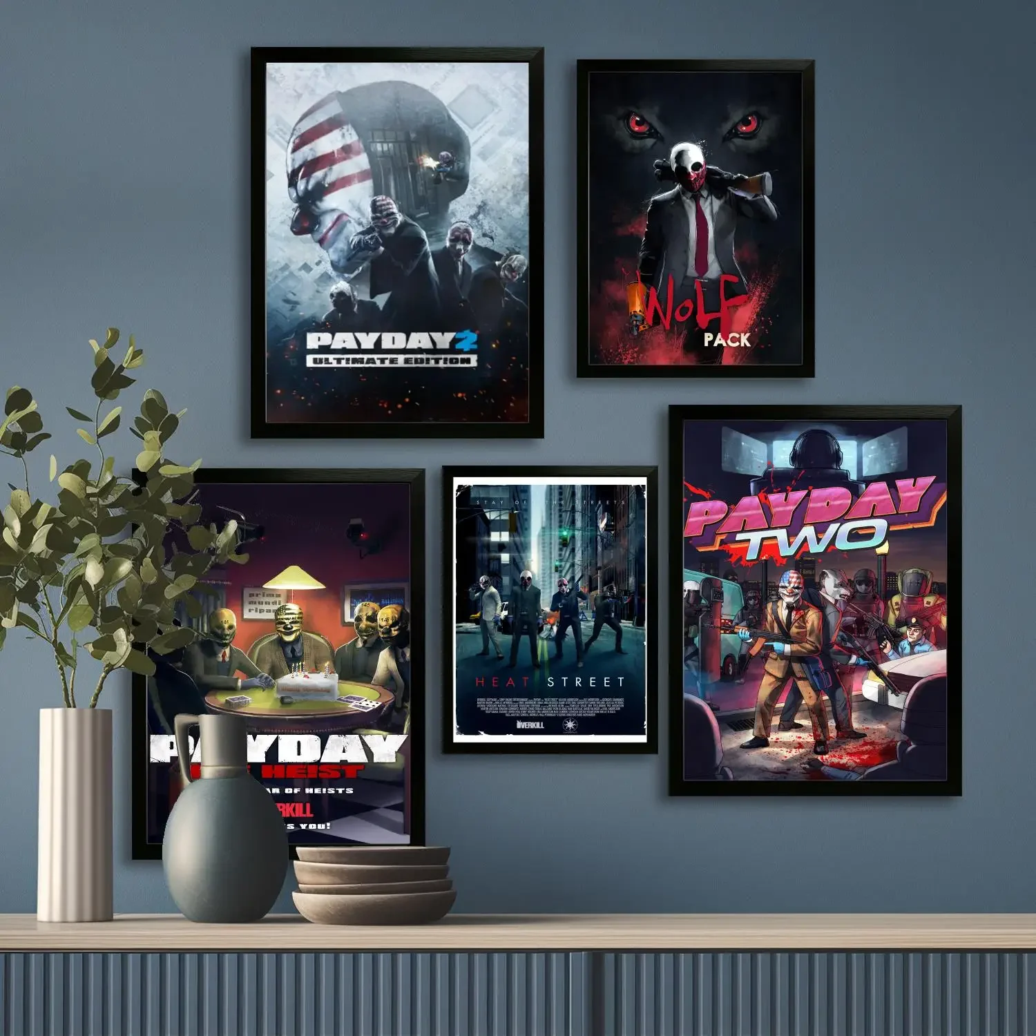 Payday 2 Action Video Game Canvas Art Poster, Wall Art Picture Print, Modern Family Bedroom Decor Posters,Decorative painting