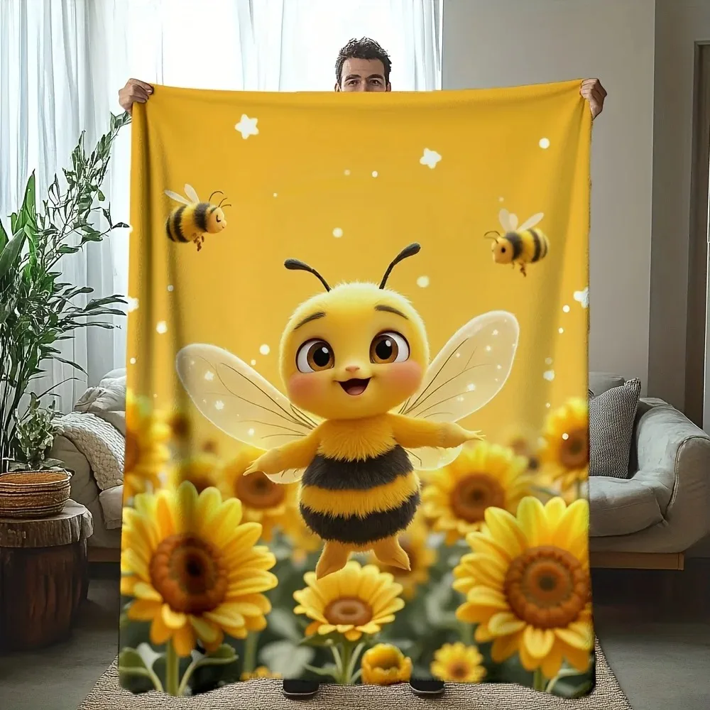 

Милое фланелевое одеяло с пчелами и подсолнухами - мягкое, всесезонное, прочное, игривое, идеальный подарок